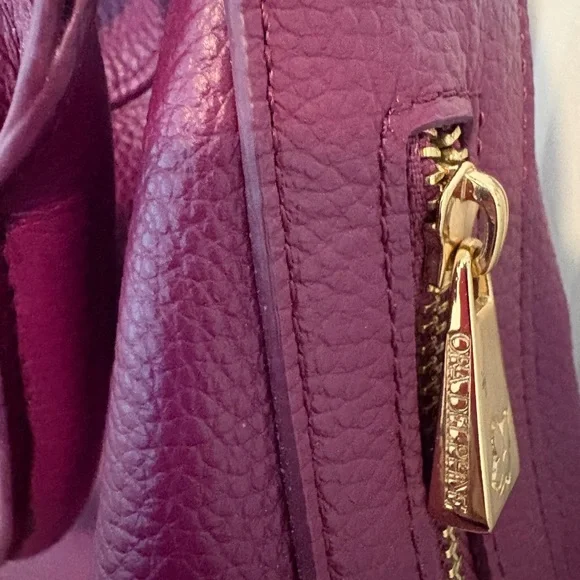 Ora Delphine Deep Red Leather Shoulder Bag - Picture 3 of 5